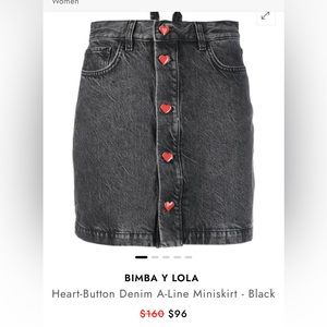 BIMBA Y LOLA Black Denim Skirt  Size 38